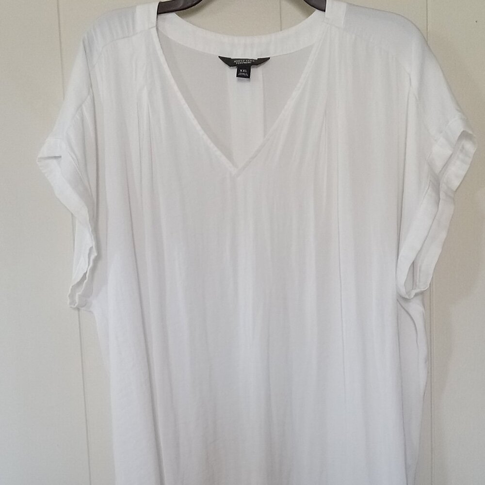 Simply Vera Wang White V-neck Blouse Size XXL